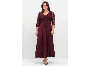 sheego Abendkleid mit Oberteil aus floraler Spitze, burgund, Gr.46