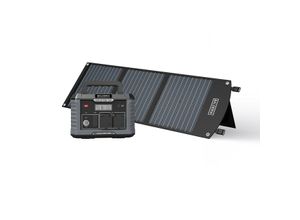 Power Set PS1000-60: Solar-Generator, Kraftwerk, Tragbare Powerstation 933Wh mit Solarpanel 60W