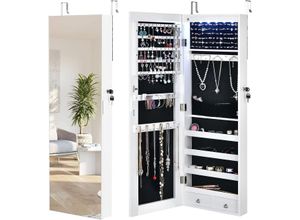 Costway Verspiegelter Schmuckschrank mit 6 LED-Leuchten & 2 Schubladen