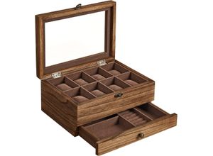 Songmics Uhrenbox, 27x20x13cm, braun