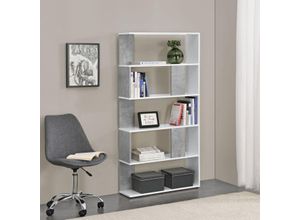 Bücherregal Aneby 159x80x24cm mit 5 Ablageflächen Weiß / Betonoptik