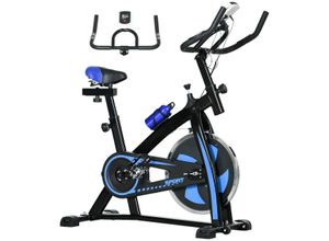 SPORTNOW Fahrradtrainer Heimtrainer mit verstellbarem Sitz und Widerstand, Stahl