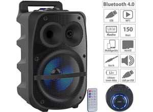 Auvisio Partylautsprecher PMA-950.k Mobile PA-Partyanlage Bluetooth MP3 USB SD Karaoke UKW 150 Watt Box