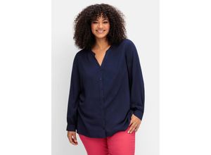 sheego Longbluse mit tonigen Stickereien, tiefblau, Gr.42