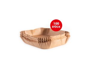 GOURMETmaxx Backpapier-Schalen für Heißluft-Fritteusen 100er-Set 20x20x4,5cm braun