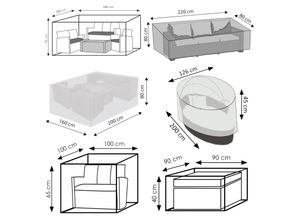 WEHNCKE Garten Lounge Set Sitzgruppe Garnitur Schutzhülle - Hülle Abdeckung 420D Variante: Für Lounge Tische