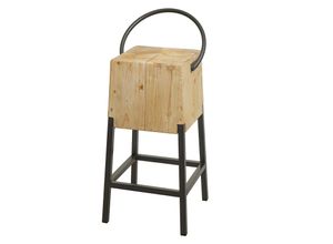 Barhocker MCW-L76, Barstuhl Tresenhocker, Industrial Metall Massiv-Holz MVG-zertifiziert, natur