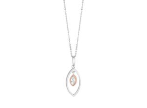 Zeeme Basic Anhänger mit Kette 925/- Sterling Silber rhodiniert zweifarbig Zirkonia