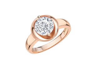 Zeeme Basic Ring Silber 925 rosé-vergoldet mit weiße Zirkonia-Stein 8mm