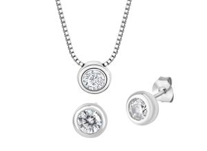 Zeeme Basic Schmuck Set 4tlg. 925 Sterling Silber Zirkonia