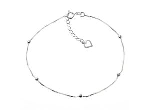 Zeeme Basic Fußkette Silber 925 mit Herz-Motiv 22,5+2cm lang