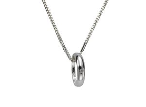 Zeeme for Kids Halskette 925 Silber Taufring mit Diamant 0,01ct.