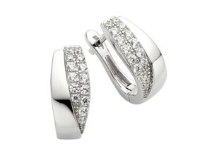 Zeeme Silber Ohrringe Silber 925 rhodiniert mit Zirkonia weiß
