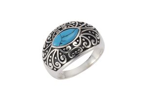 Zeeme Gemstones Ring Silber 925 oxidiert mit Türkis 5x10mm