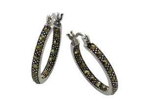 Zeeme Gemstones Ohrringe Silber 925 oxidiert mit 34x Markasit