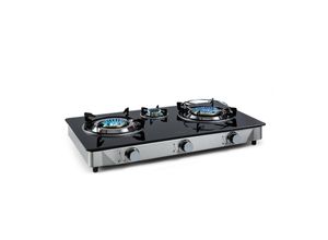Klarstein Barzona 3 Campingkocher 3 Brenner 3,4 kW & 0,75 kW & 4,3 kW Glasplatte & Edelstahlgehäuse 3 Brenner