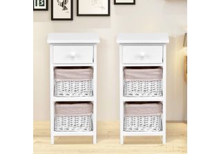 Costway Comodino Con Cassetto E 2 Cestini Portaoggetti Costway Tavolino Cassett…