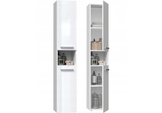 Armadietto Alto Da Bagno Con Scaffale Atso - Bianco Lucido
