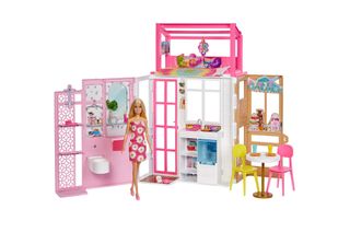 Casa Di Barbie (Pieghevole) Con Bambola (Bionda) E Accessori, Casa Delle Bambole