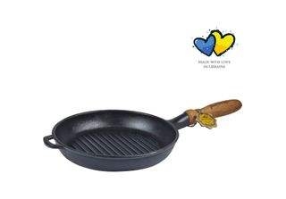 Maysternya Padella In Ghisa Con Manico In Legno - ø 24 X 4 Cm - Induzione - Pad…