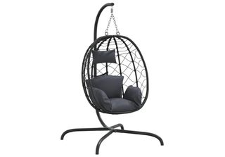 Vidaxl Hanging Stuhl Mit Kissen Poly Rattan Und Stahl Anthrazit -GelöScht