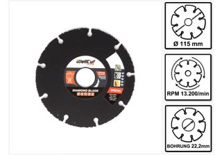 Wellcut Disco Da Taglio Diamantato 115X22,2Mm ( 334 - 115 / 22 )
