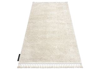 Tappeto Berber 9000 Crema Frange Berbero Marocchino Shaggy Beige 80X150 Cm