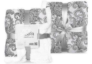 Copriletto In Microfibra 150X200 Sherpa Bianco Nero Ornamenti In Pelle D'agnell…