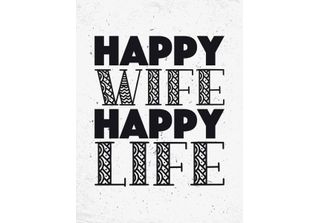 Vianmo Insegna In Legno 40X30 Cm Frau Happy Wife Happy Life