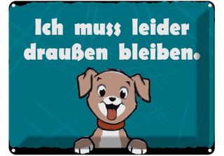 Vianmo Insegna Di Latta 30X40 Cm Hund Ich Muss Leider Draussen Bleiben