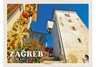 Vianmo Insegna In Legno 30X40 Cm Zagreb Kroatien Lotrscak Turm Wachturm