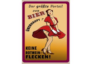Vianmo Insegna In Legno 40X30 Cm Pinup Vorteil Bier Keine Rotweinflecken