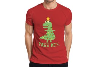 Maglietta Da Uomo Tree Rex Christmas Tree T-Rex - Regalo Di Natale, Rosso, S
