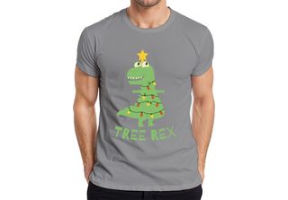 Maglietta Da Uomo Tree Rex Christmas Tree T-Rex - Regalo Di Natale, Grigio, S