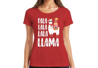 Fala Lala Lala Llama - Maglietta Da Donna Con Regalo Di Natale, Rosso, Xl