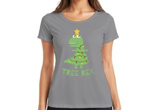 Maglietta Da Donna Tree Rex Christmas Tree T-Rex - Regalo Di Natale, Grigio, 3XL