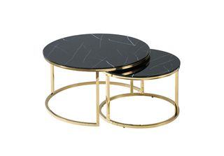 Set Di Tavolini Marios 1 - Marmo Nero / Oro