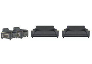 Divani Studio Design Moderno Set Soggiorno 4Lg Nero Unicolore