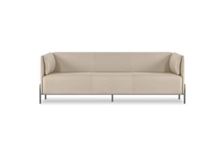Set Studio Divano 3 Posti Beige Design Moderno Cuscini Soggiorno