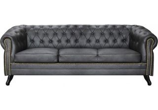 Chesterfield Sofagarnitur Sofa 3+1+1 Couch Polster Set Sofas Couchen Leder
