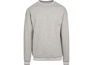 Build Your Brand BY104 | Felpa College Da Uomo, Misto Cotone - Colore: Grigio/B…
