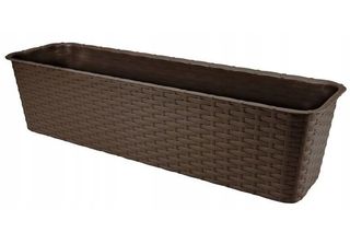 Vaso Da Balcone 60 X 17 Cm In Plastica Rattan Bronze Verdenia