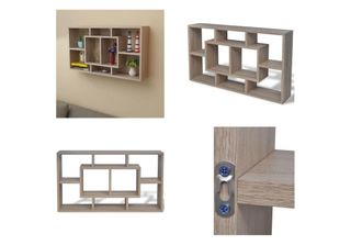 Scaffale A Muro Scaffale Pensile Con 8 Scomparti Colore Rovere - Scaffale A Mur…