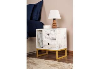 Skye Decor, Glimmer - Fressia Marble, Oro, Comodino, Marmo Fresia, 100 % Trucio…
