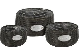 Set Di Vasi Rotondi, 3 Pezzi, Varie Dimensioni, Color Tortora