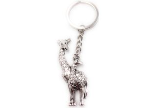 Onwomania Portachiavi Portachiavi In Metallo Argento 2 Giraffe Giraffa Con Anim…