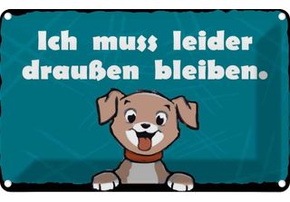 Vianmo Insegna Di Latta 20X30 Cm Hund Ich Muss Leider Draussen Bleiben