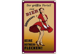 Vianmo Insegna Di Latta 18X12 Cm Pinup Vorteil Bier Keine Rotweinflecken