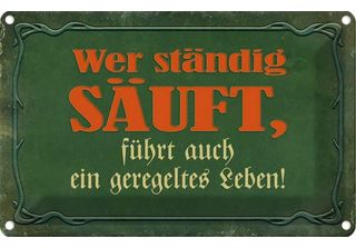 Vianmo Insegna Di Latta 12X18 Cm Wer StäNdig SäUft FüHrt Auch