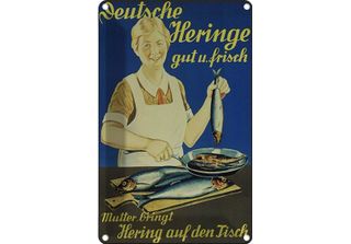 Vianmo Insegna Di Latta 30X20 Cm Fisch Deutsche Heringe Gut Frisch